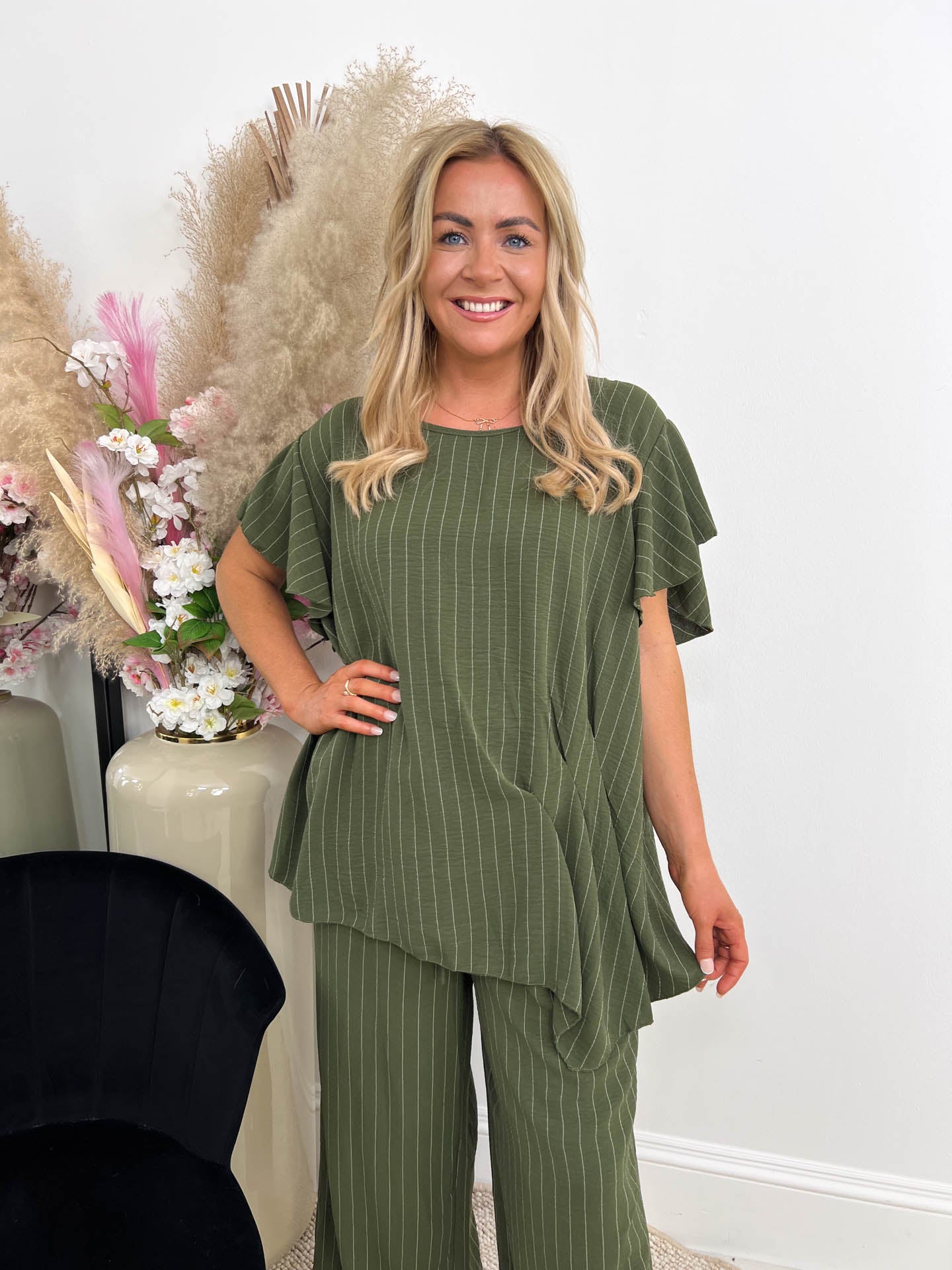 The Felix - Striped Pleat Waist Trouser Set