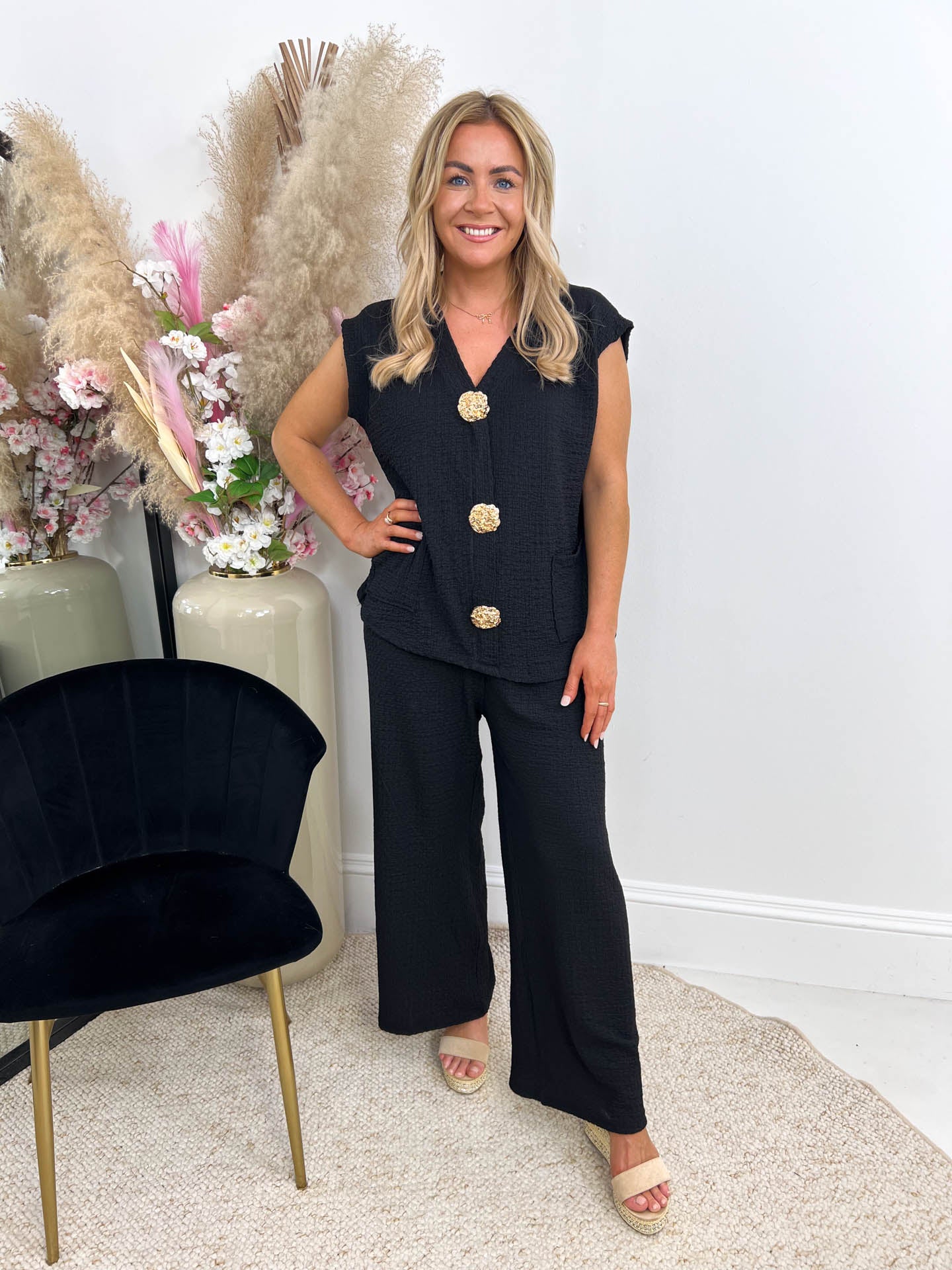 The Becky - Gold Button Detail Set
