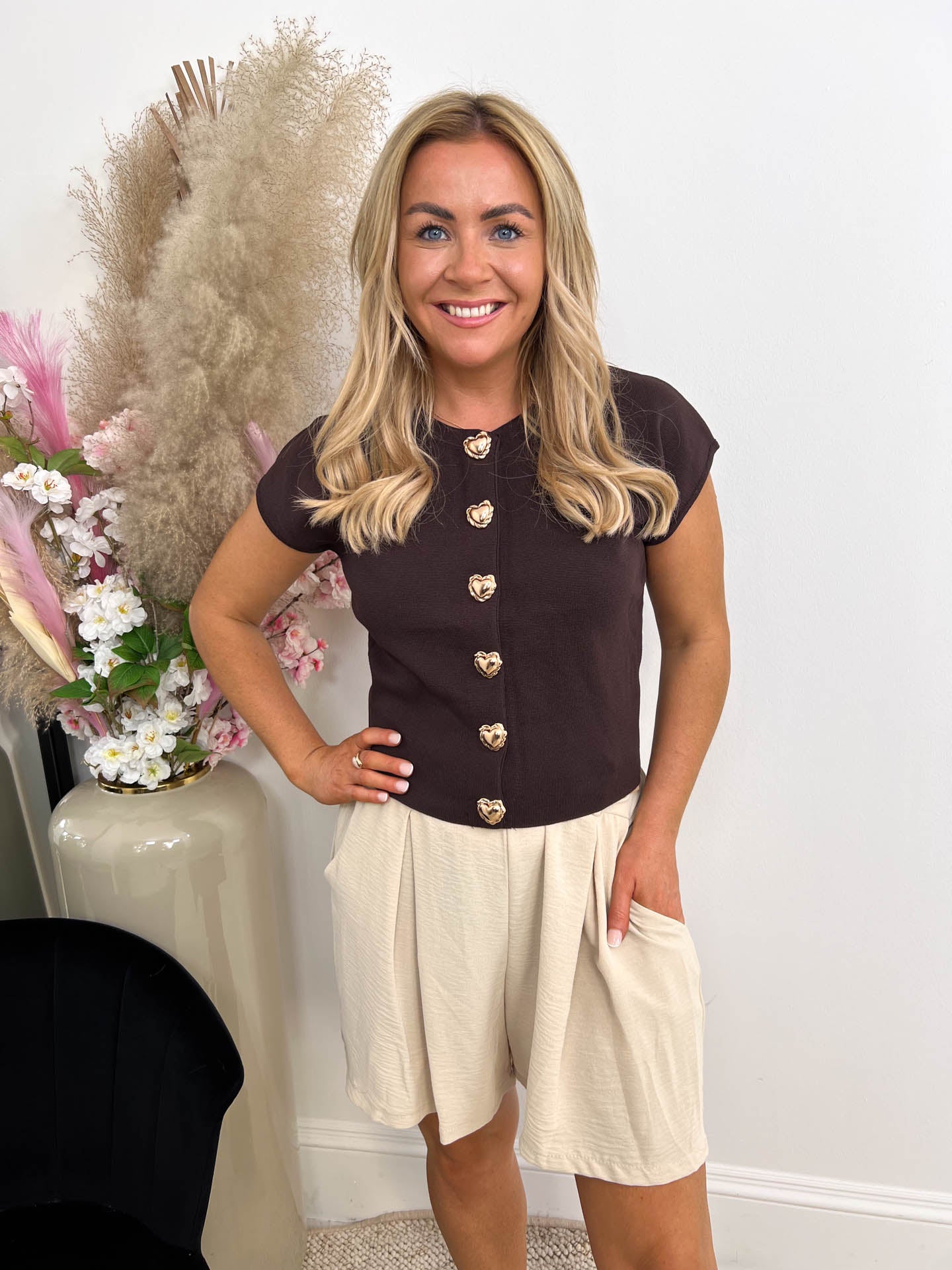The Shakira - Gold Heart Button Down Top