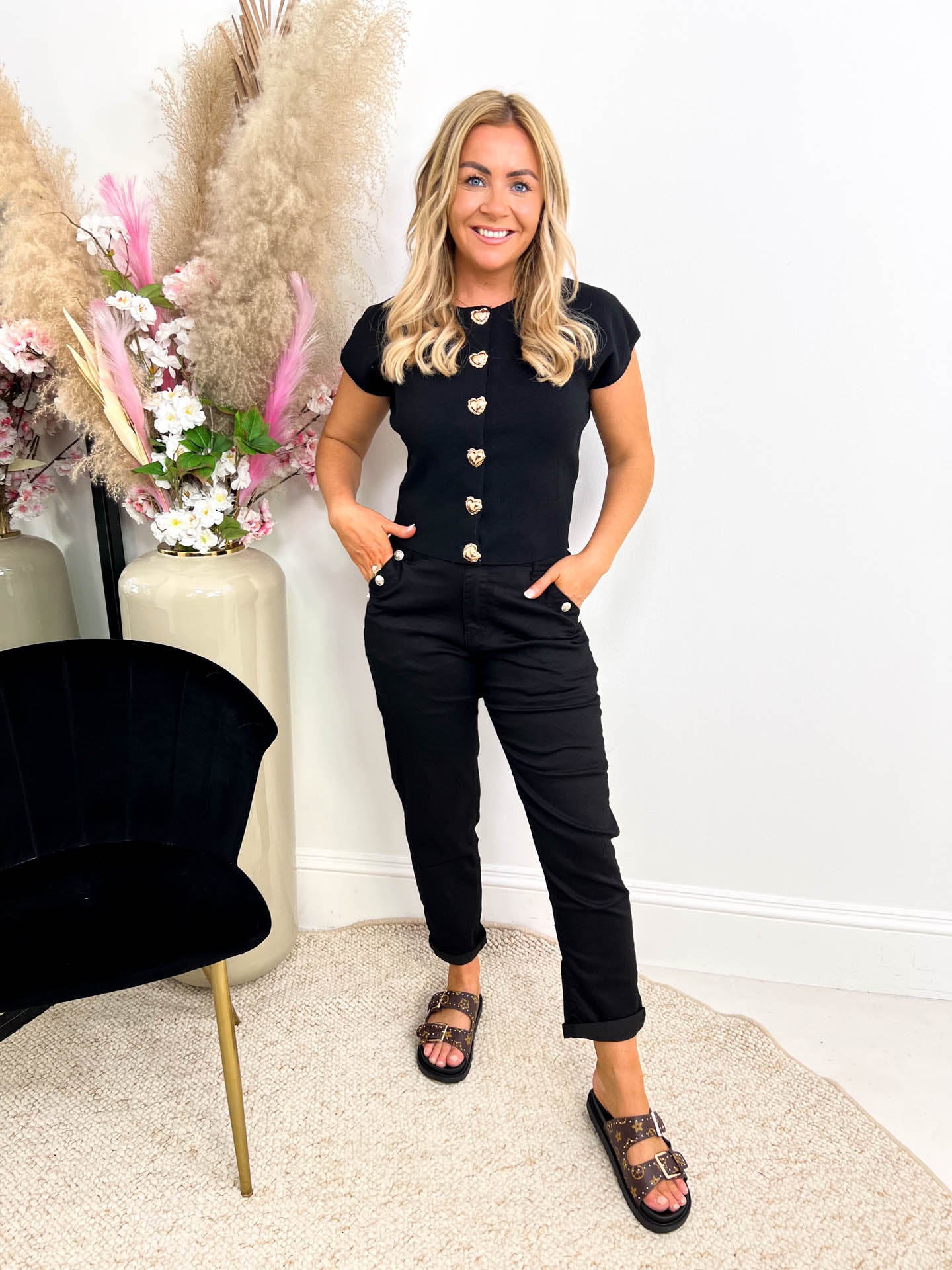 The Shakira - Gold Heart Button Down Top