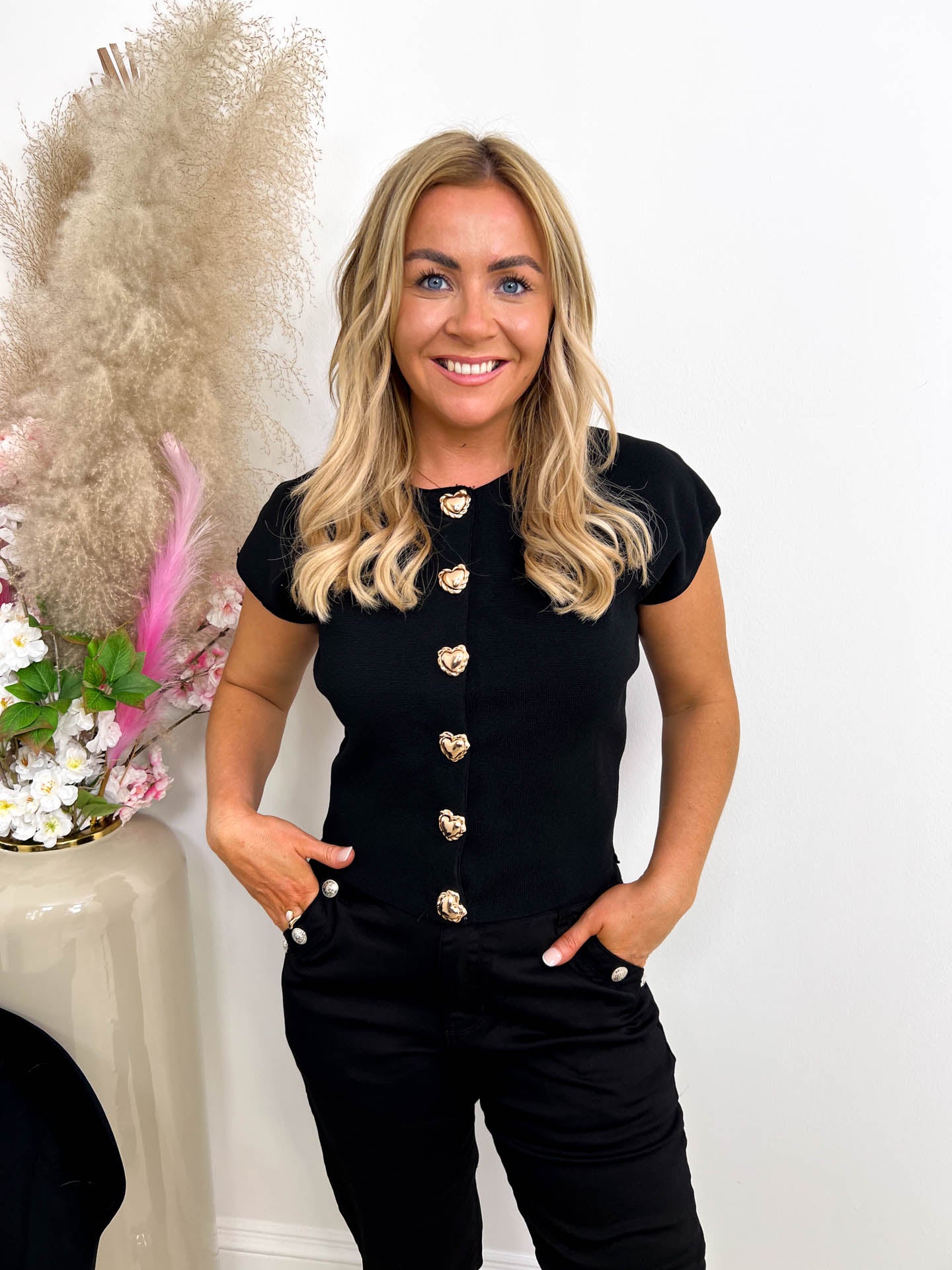 The Shakira - Gold Heart Button Down Top