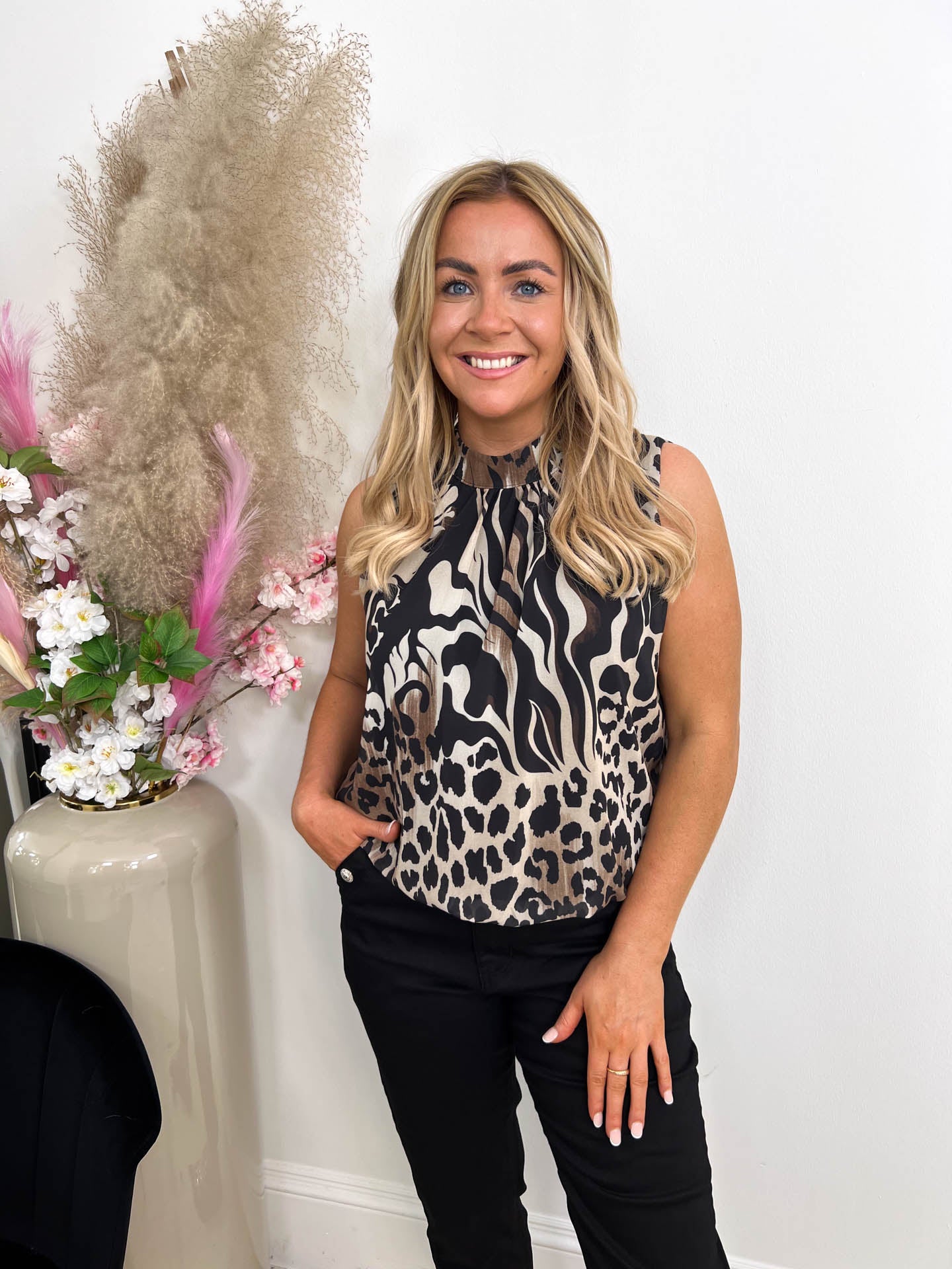 The Sally - High Neck Leopard Print Bubble Top