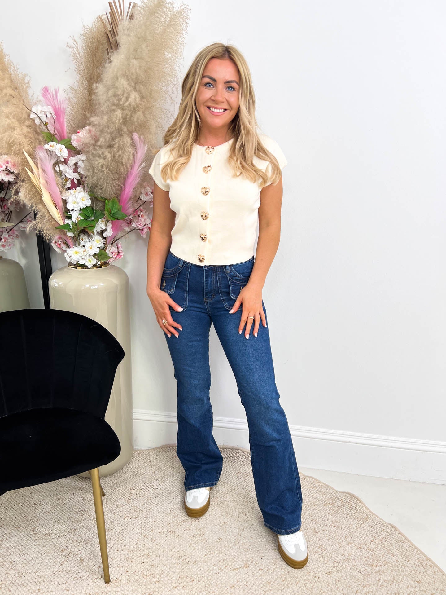 The Shakira - Gold Heart Button Down Top