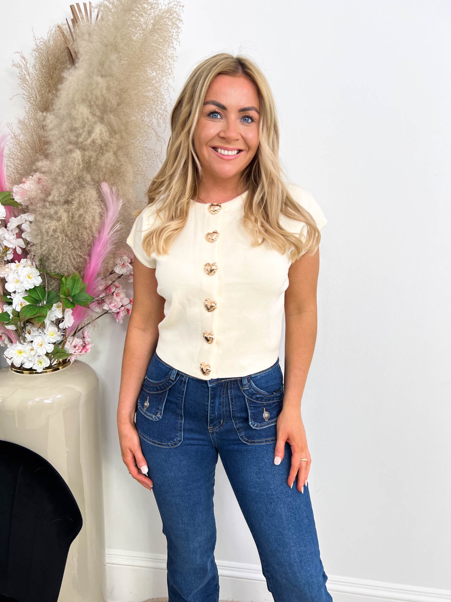 The Shakira - Gold Heart Button Down Top