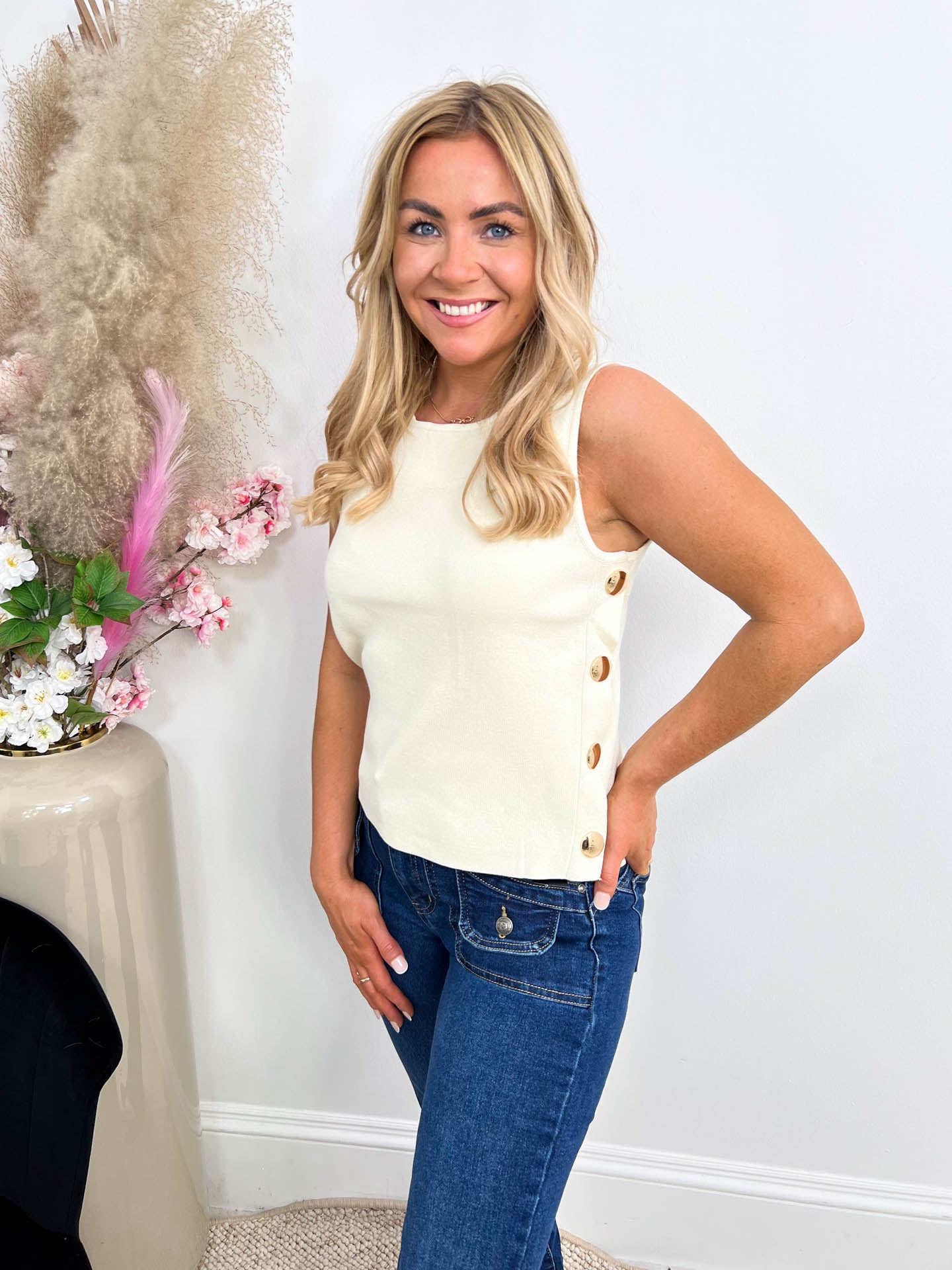 The Toni - Gold Buttons Tank Top