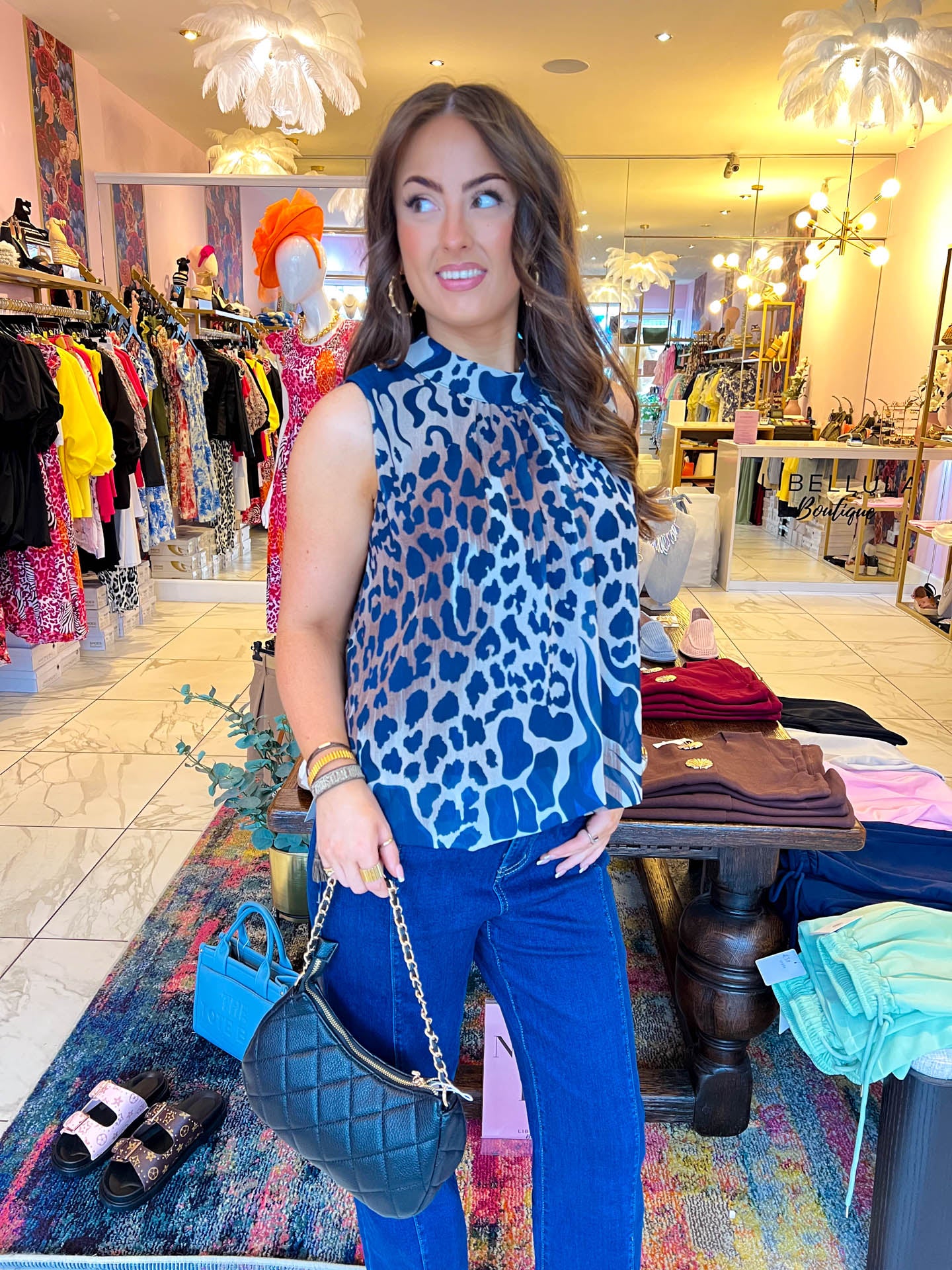 The Sally - High Neck Leopard Print Bubble Top