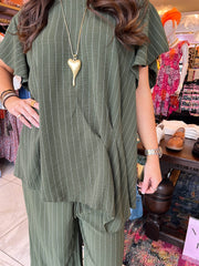 The Felix - Striped Pleat Waist Trouser Set