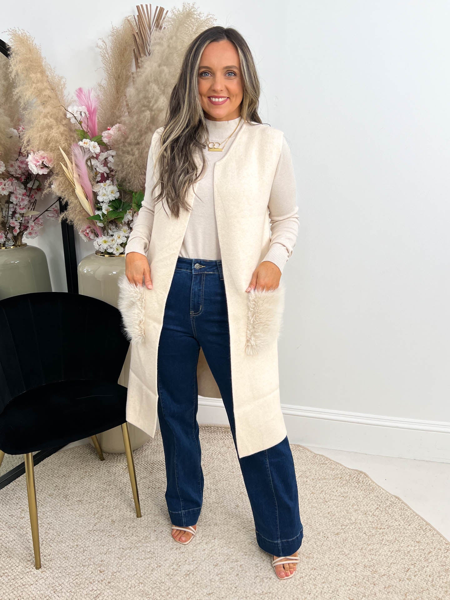The Tasmin - Fur Pocket Knitted Gilet