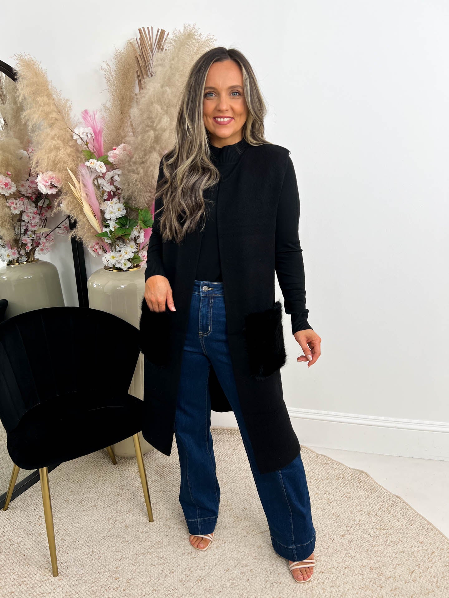 The Tasmin - Fur Pocket Knitted Gilet