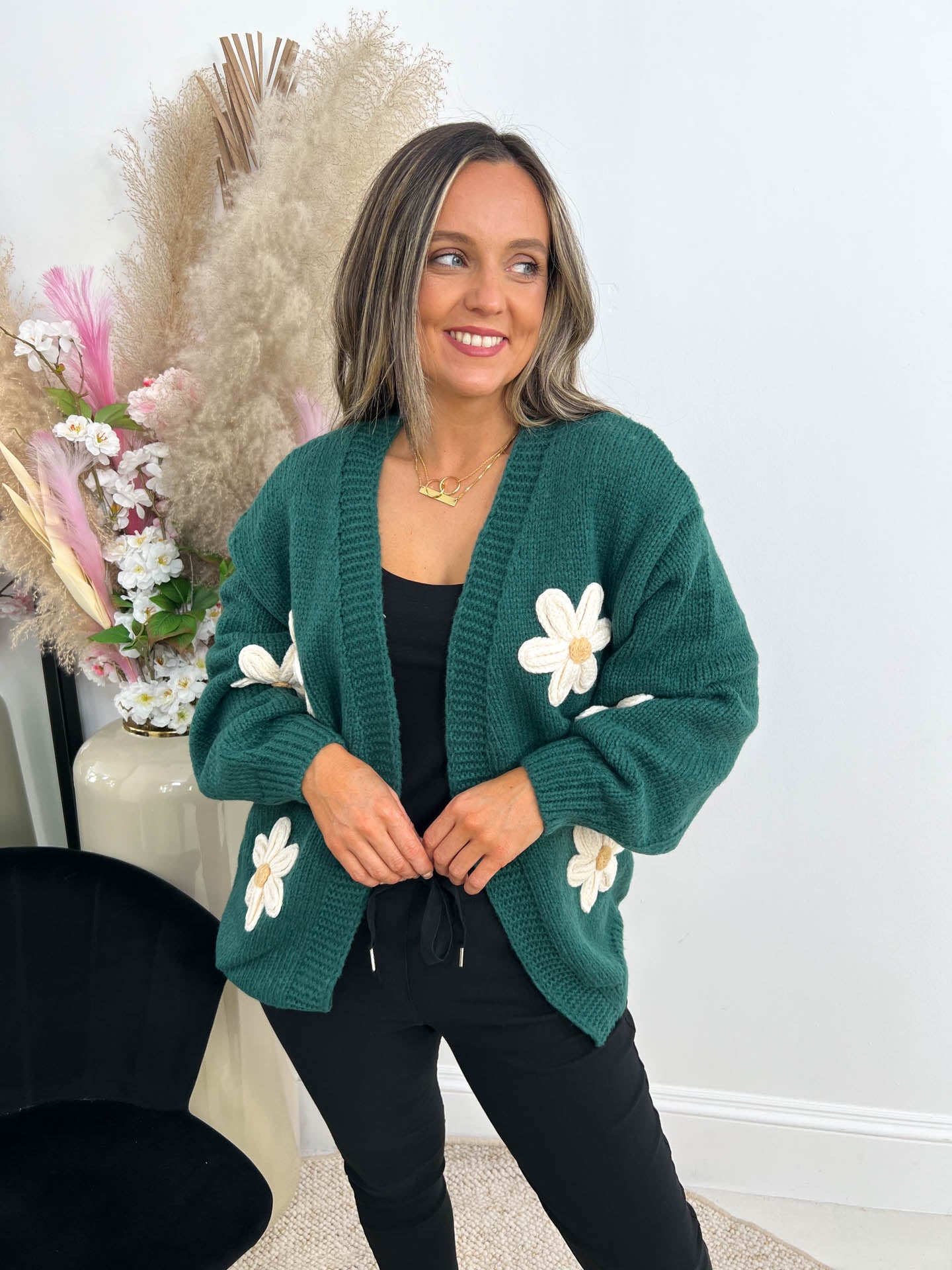 The Macy - 3D Flower Cardigan