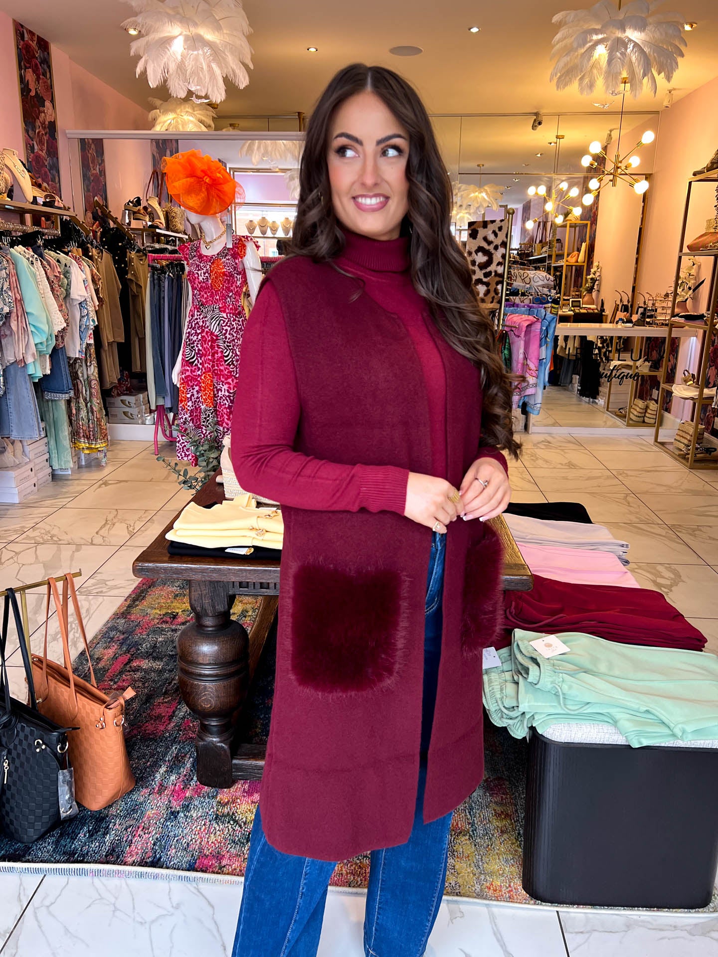 The Tasmin - Fur Pocket Knitted Gilet