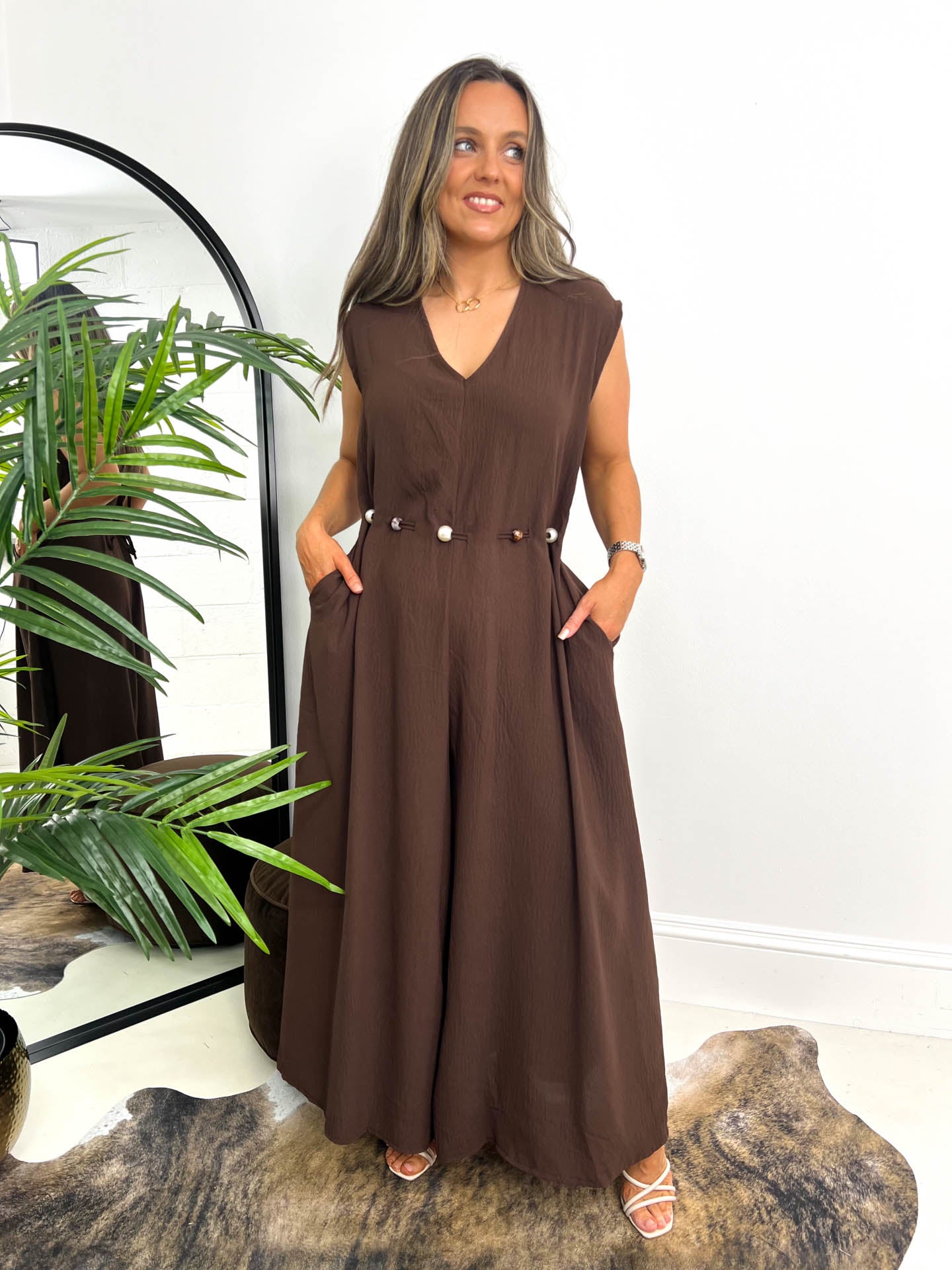 The Janette - Jumpsuit with Beaded Waist