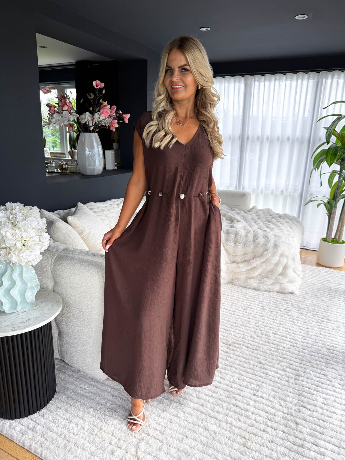 The Janette - Jumpsuit with Beaded Waist