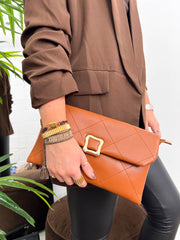 The Kimmy - Chevron Clutch with Gold Detailing