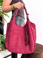 The Gemma - Tassel Suede Slouch Bag