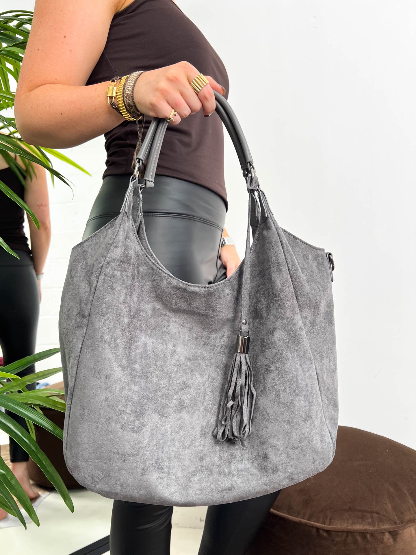 The Gemma - Tassel Suede Slouch Bag