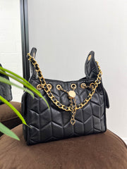 The Sydney - Quilted Shoulder Bag with Gold Chain