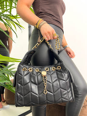 The Sydney - Quilted Shoulder Bag with Gold Chain