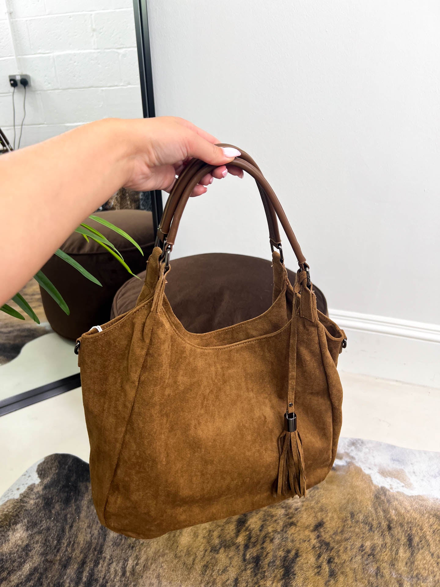 The Gemma - Tassel Suede Slouch Bag