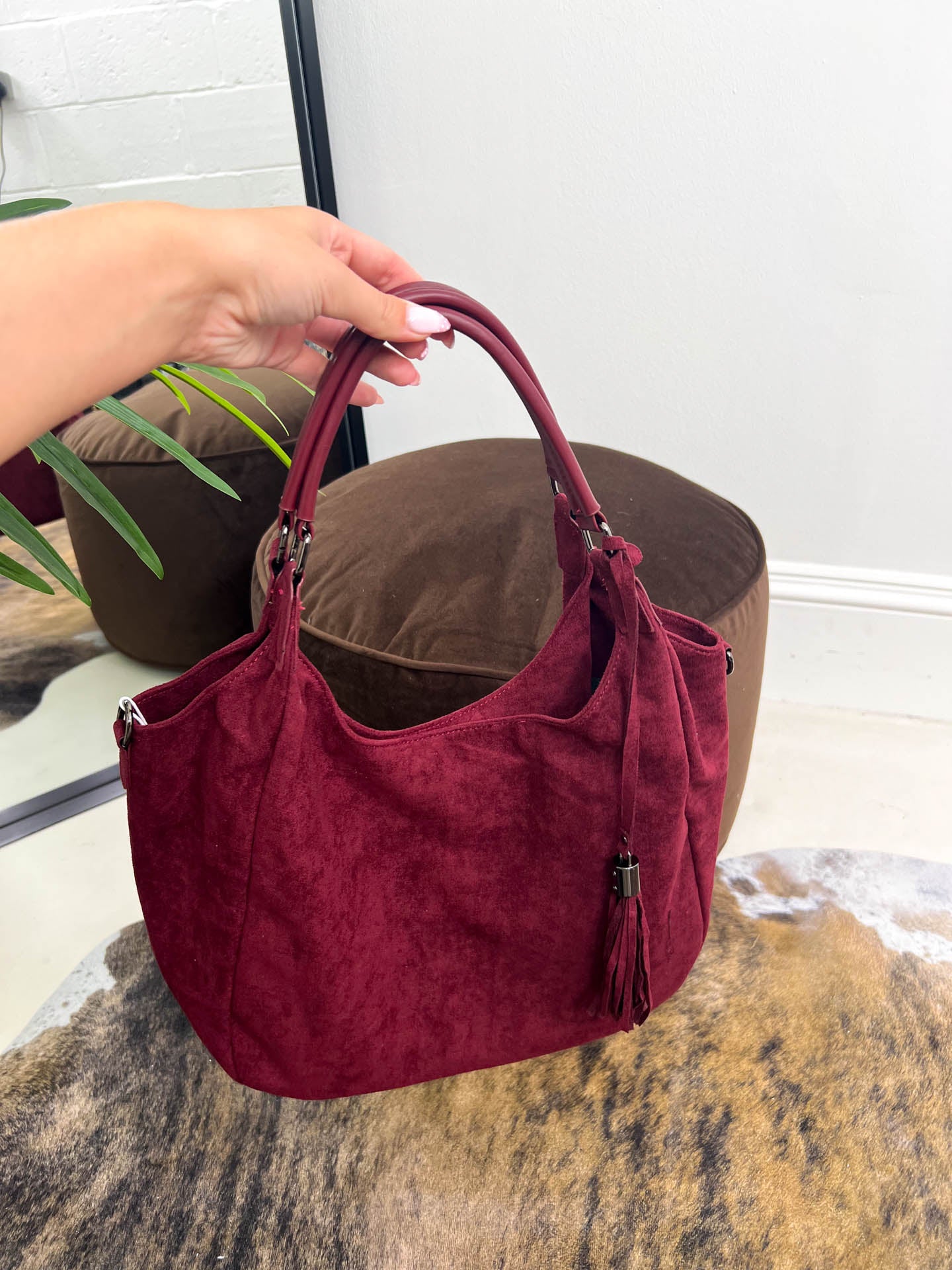 The Gemma - Tassel Suede Slouch Bag