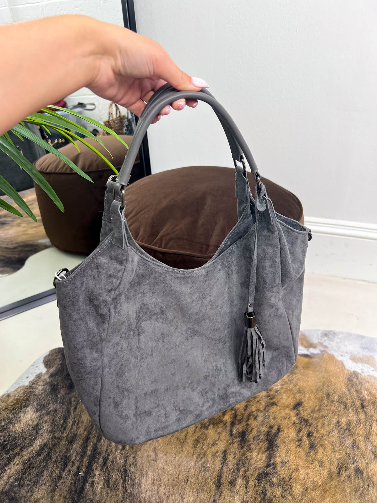 The Gemma - Tassel Suede Slouch Bag