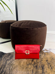The Kimmy - Chevron Clutch with Gold Detailing