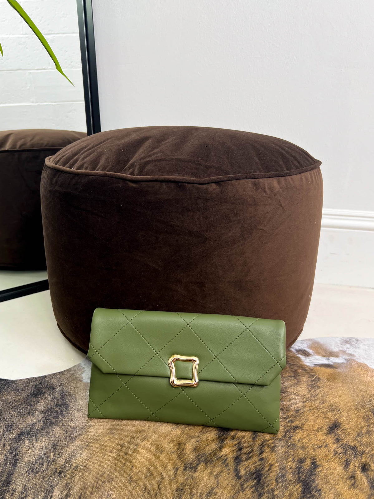 The Kimmy - Chevron Clutch with Gold Detailing