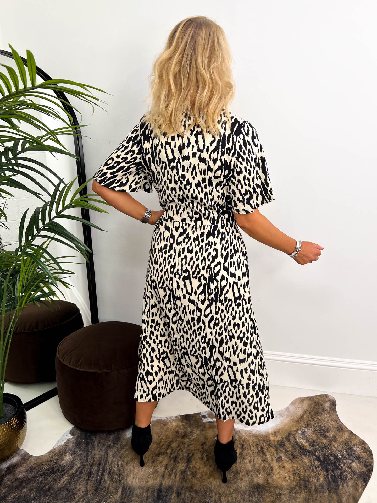 The Greta - Cream & Black Animal Print Dress