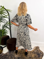 The Greta - Cream & Black Animal Print Dress