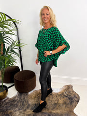 The Dylan - Green & Black Polka Dot Blouse