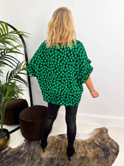 The Dylan - Green & Black Polka Dot Blouse