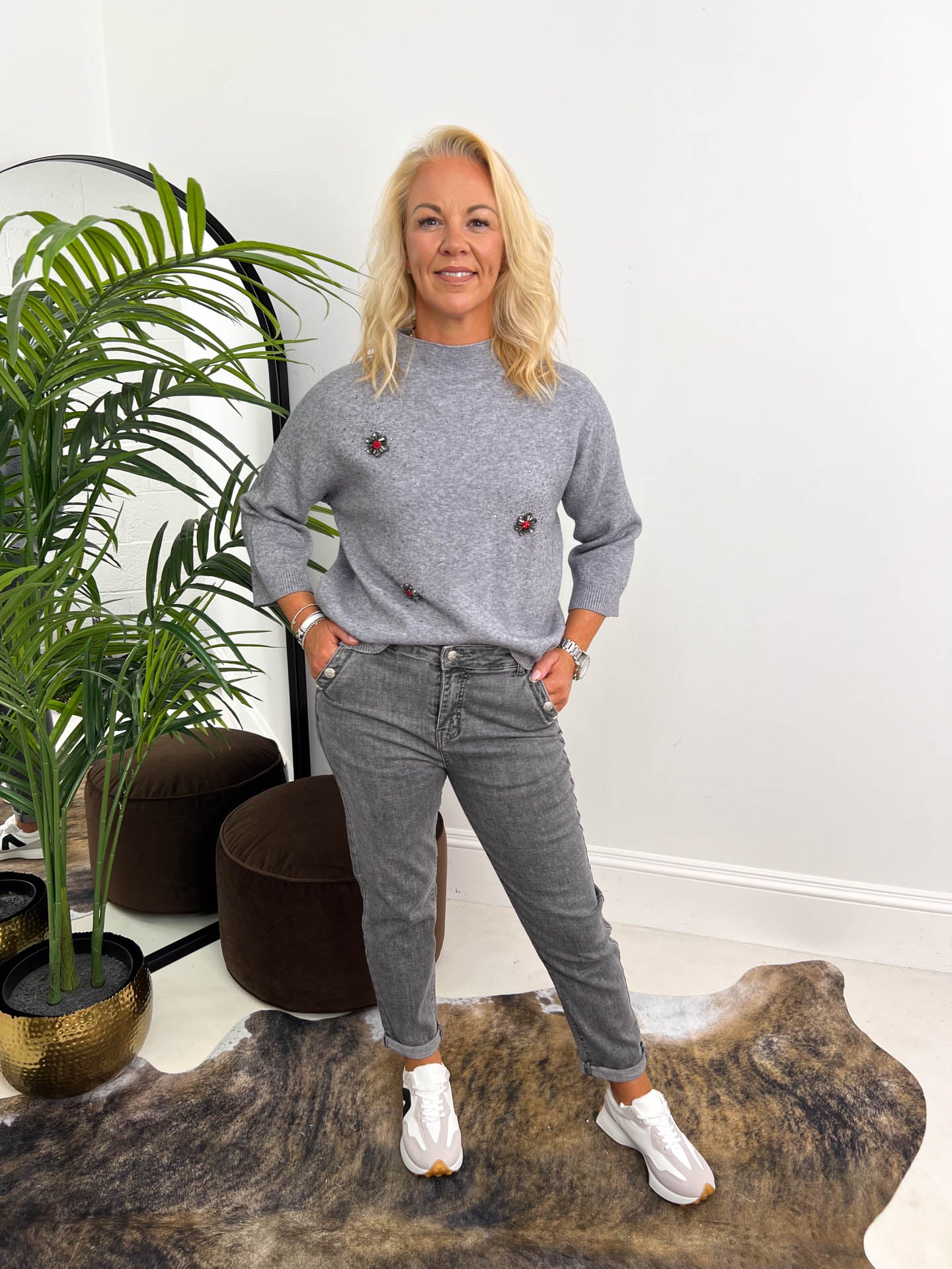 The Arabella - Floral Embellished Knit