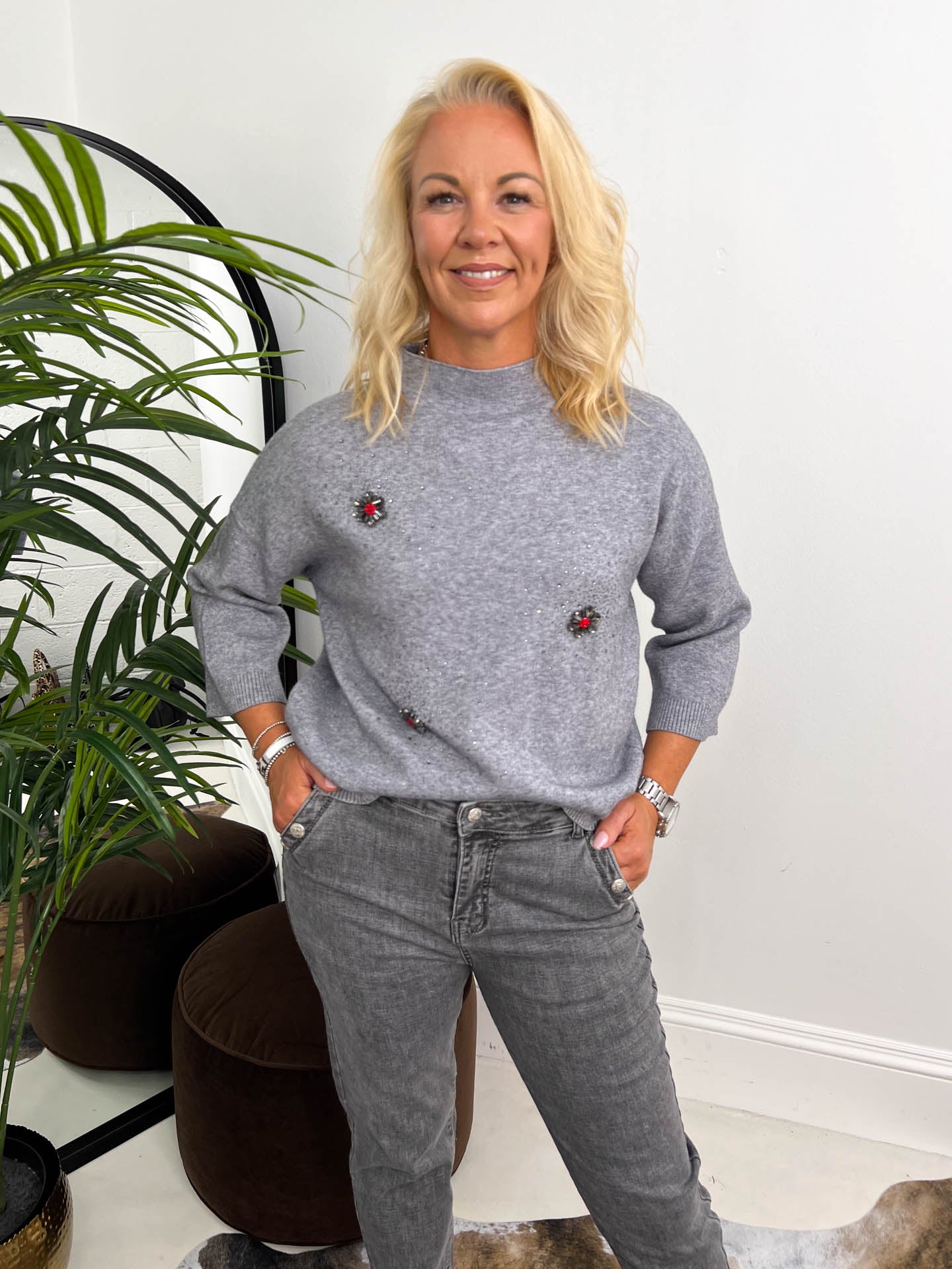 The Arabella - Floral Embellished Knit