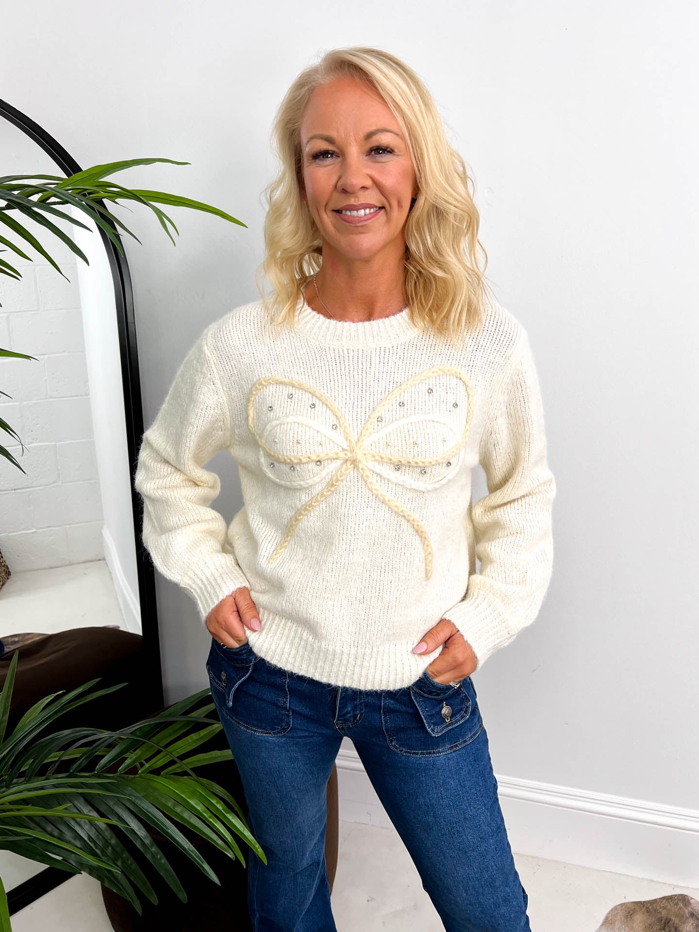 The Mirrim - Bow & Diamante Knit