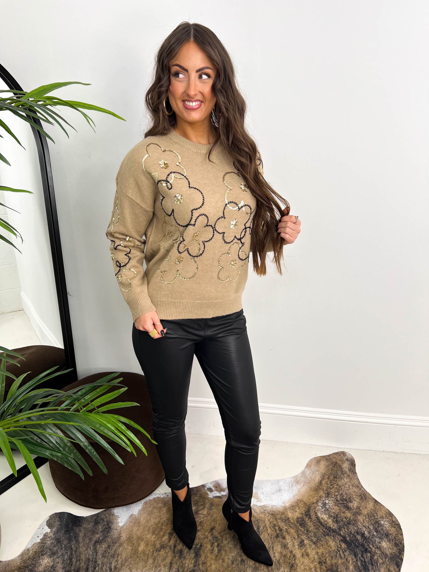 The Elisa - Sequin Floral Knit