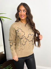 The Elisa - Sequin Floral Knit
