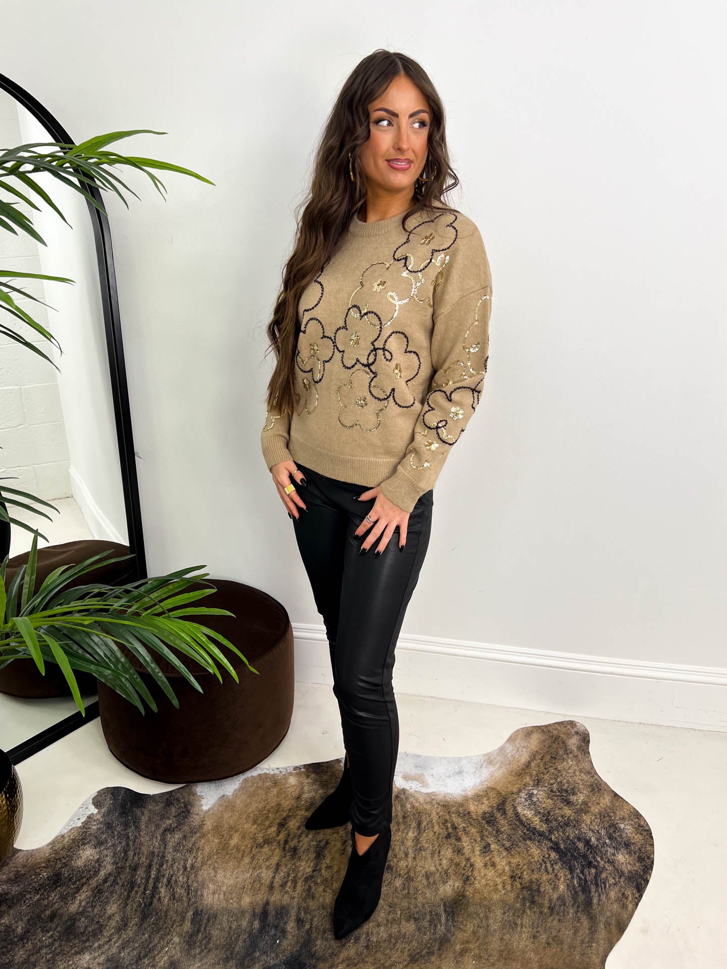 The Elisa - Sequin Floral Knit