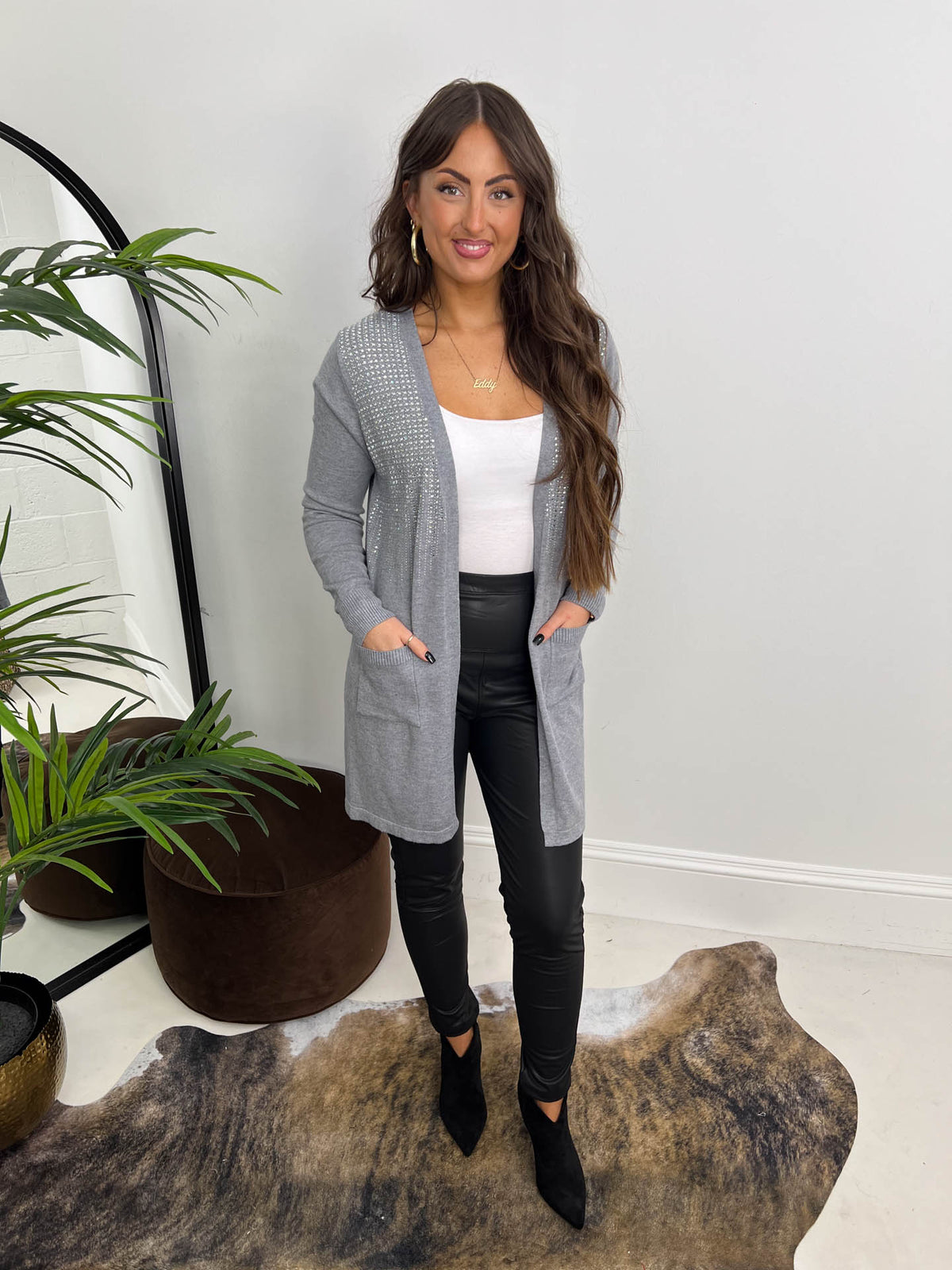 The Ana - Long Cardigan with Diamante Detailing