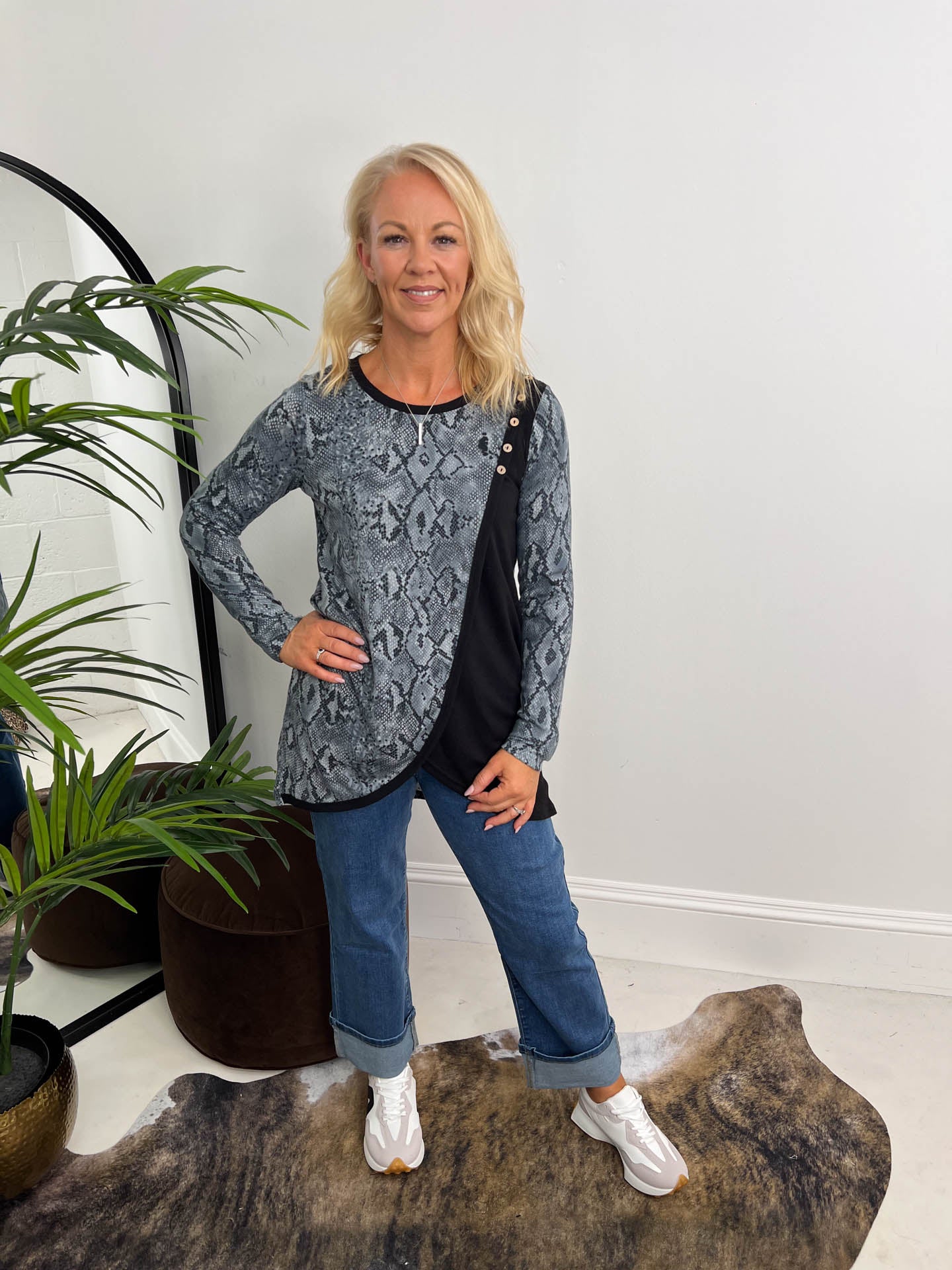 The Natalie - Snake Print Asymmetric Top