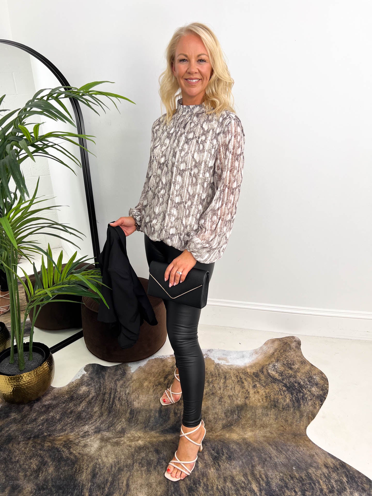 The Adley - Snake Print Long Sleeve Blouse