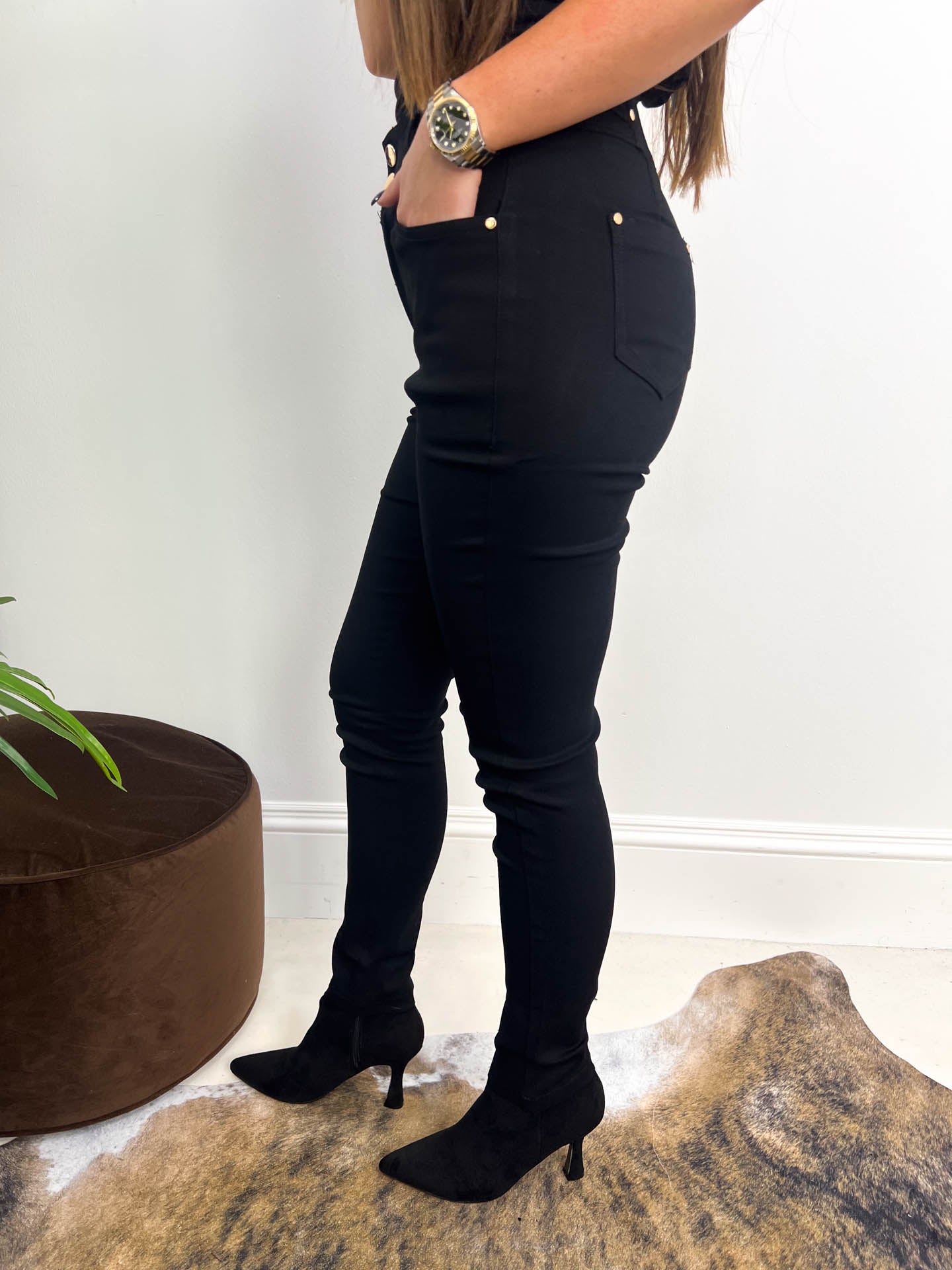 The Milly - Black Skinny Jeans with Gold Buttons