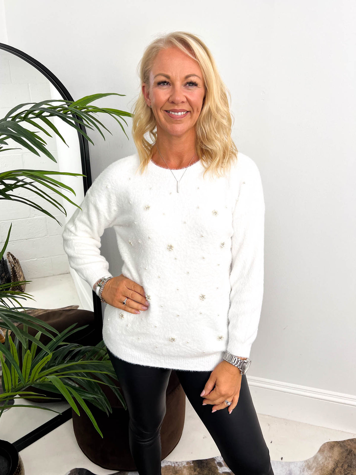 The Alexa - Floral Pearl Detailing Knit