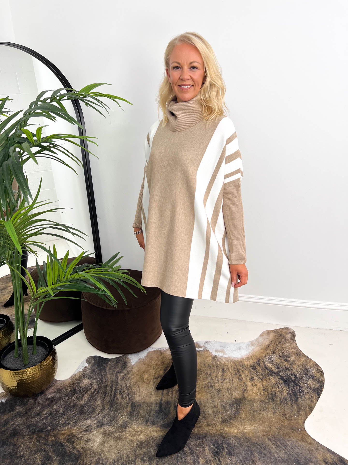 The Rhea - Roll Neck Poncho Style Knit