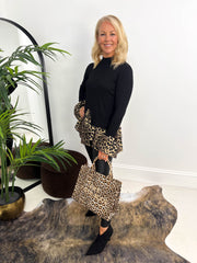 The Terra - Knitted Top with Leopard Print Shirt Attachment