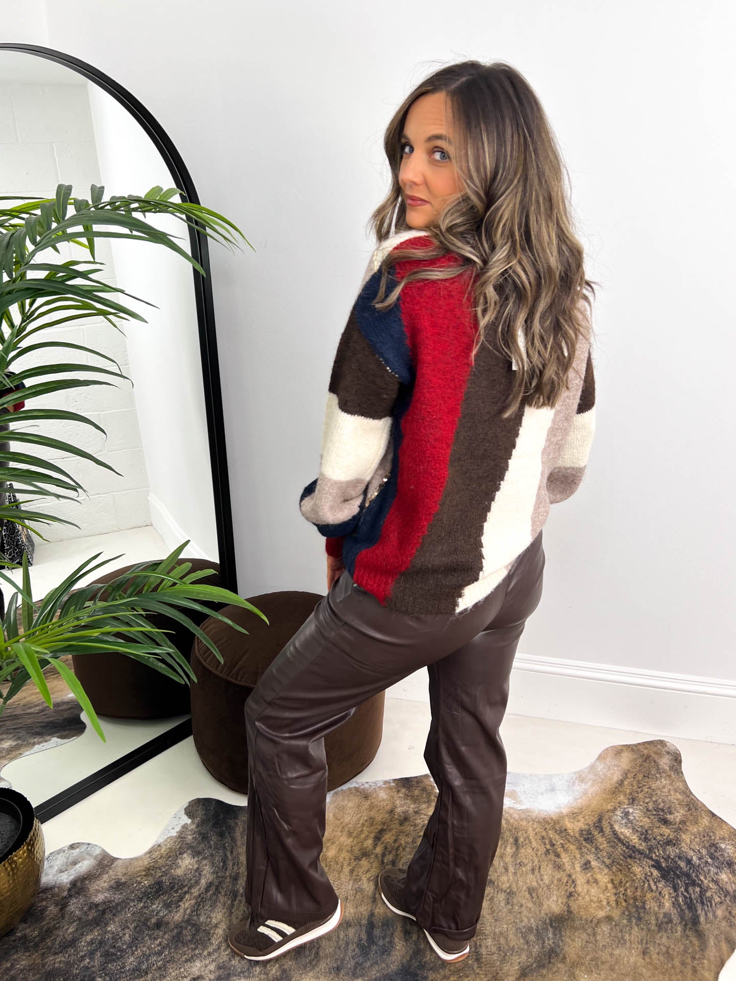 The Adele - Colour Block Knit with Sequin Detailing