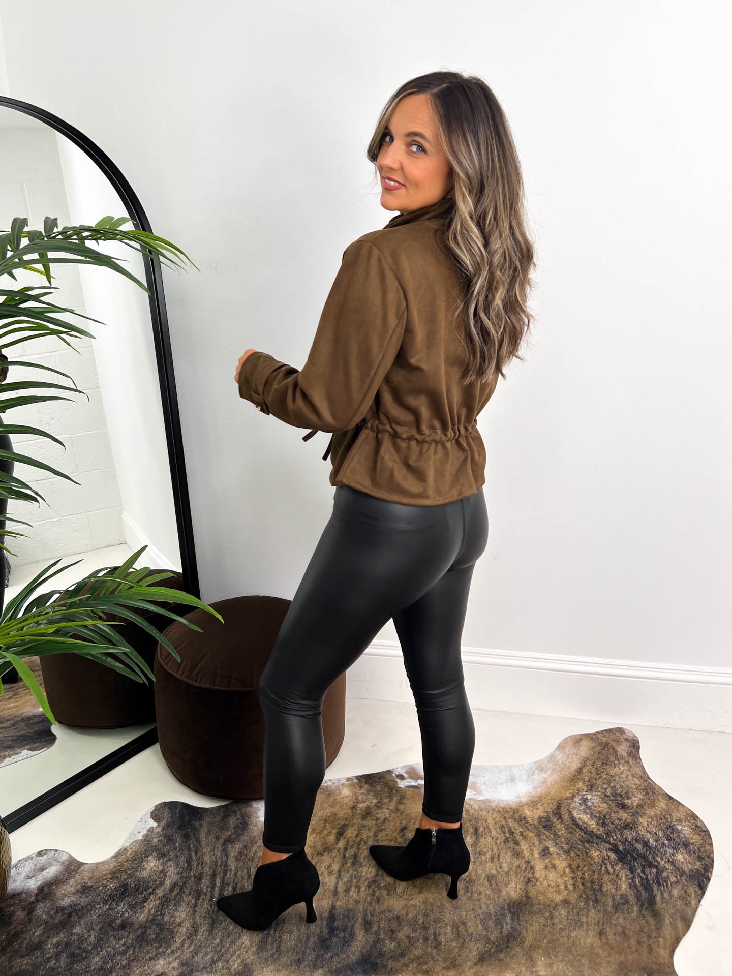 The Tabby Suede - Tie Waist Bomber Jacket