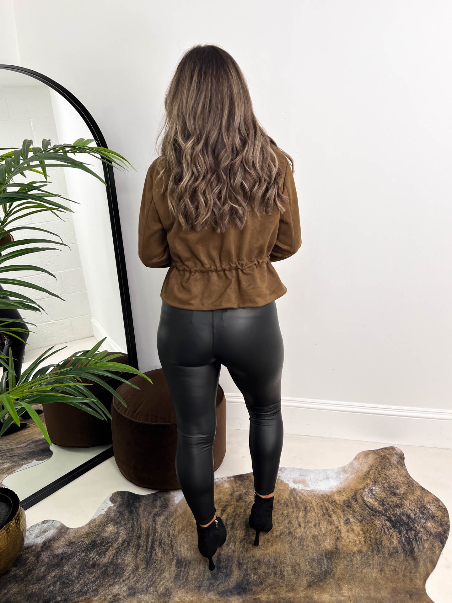 The Tabby Suede - Tie Waist Bomber Jacket