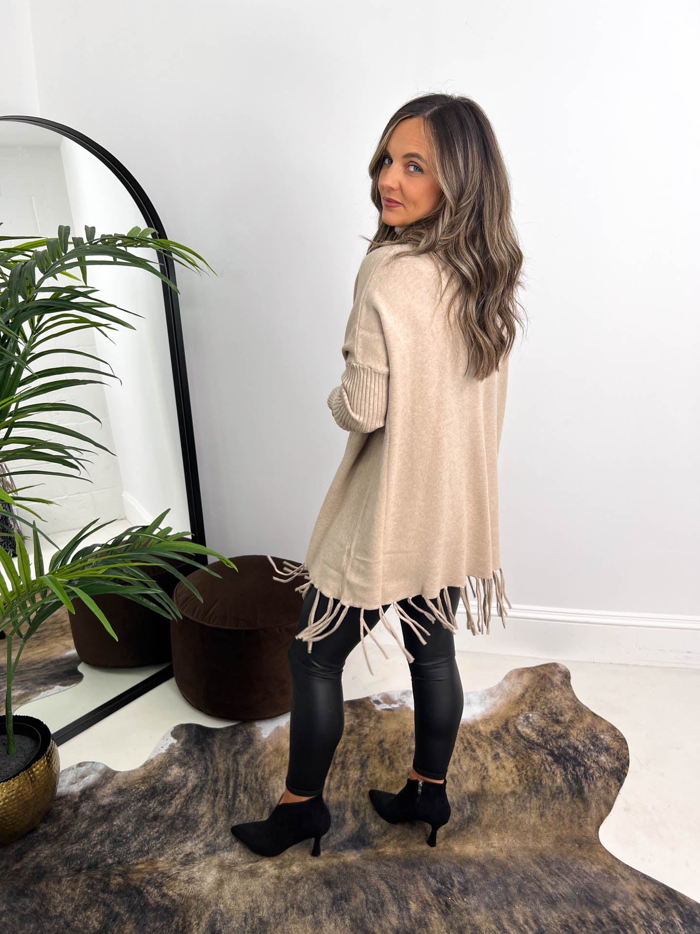 The Leigh - Poncho Style Knit with Tassels