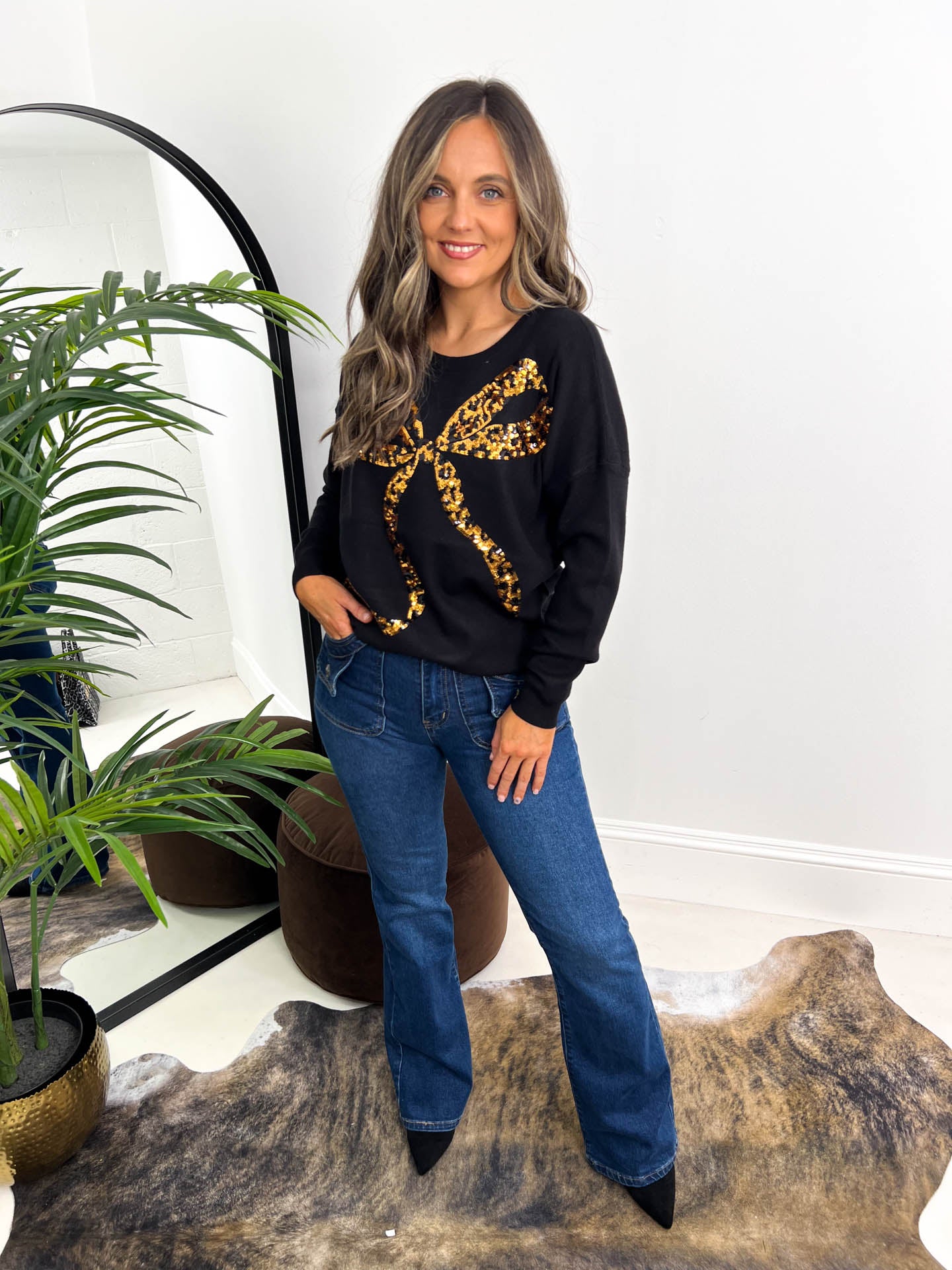 The Gia - Large Sequin Bow Knit