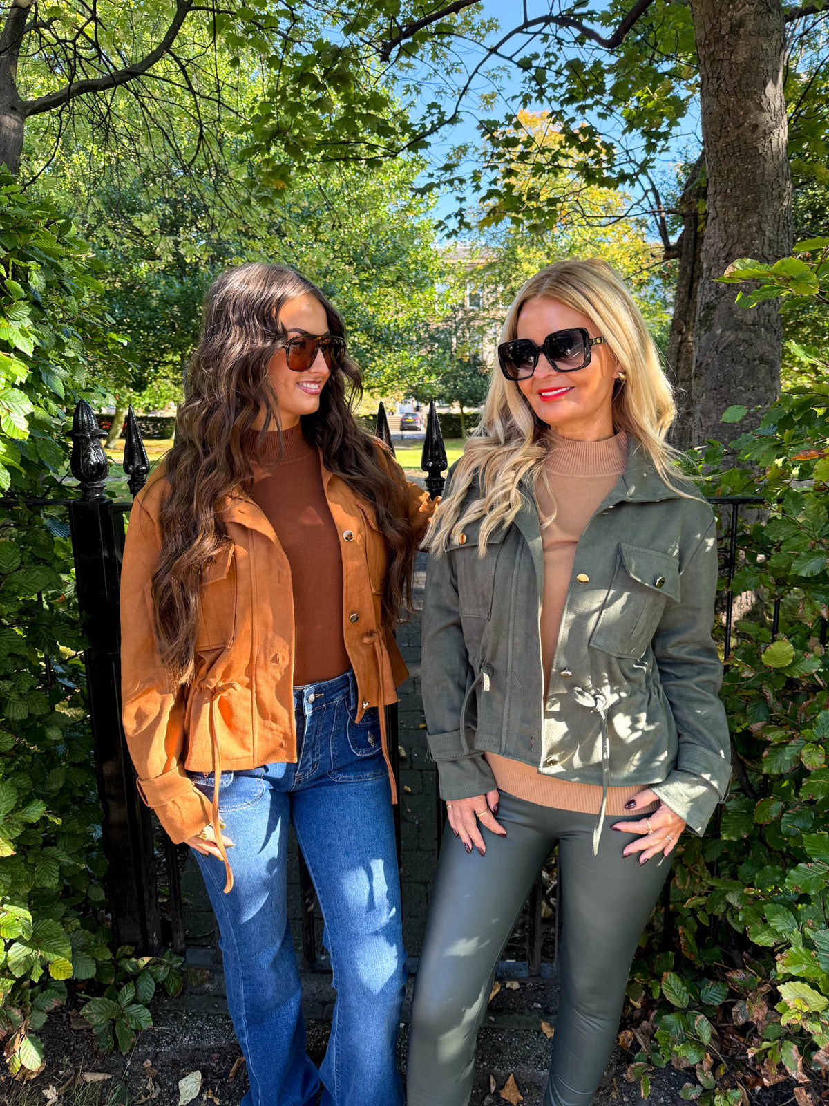 The Tabby Suede - Tie Waist Bomber Jacket
